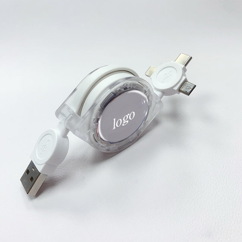 3 In 1 Transparent And Data Connection Charging Retractable Cable