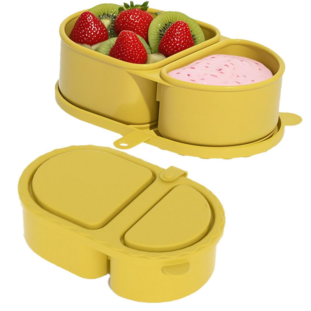 Silicone Snack Container Dual Compartment Reusable Food Box #Y1913