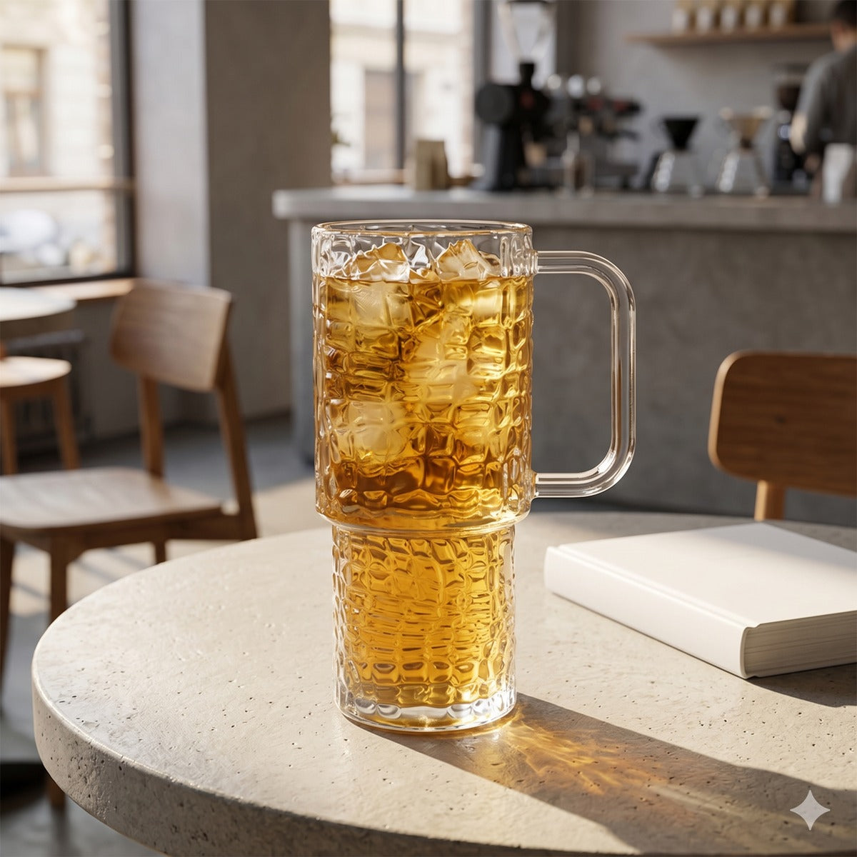 750ml Gemstone Texture Glass Mug with Handle #IVYF155