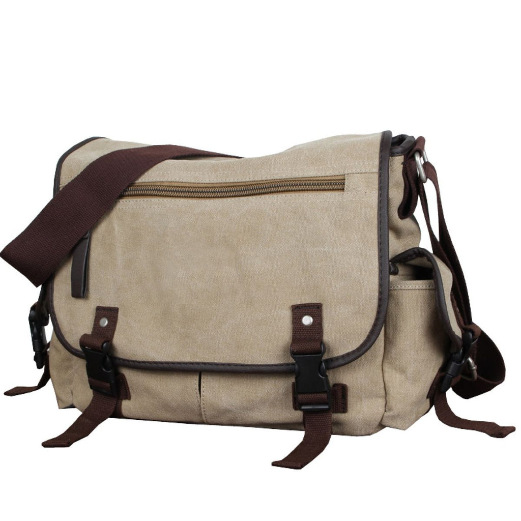 Vintage Canvas Messenger Bag For Men With Laptop Compartment
