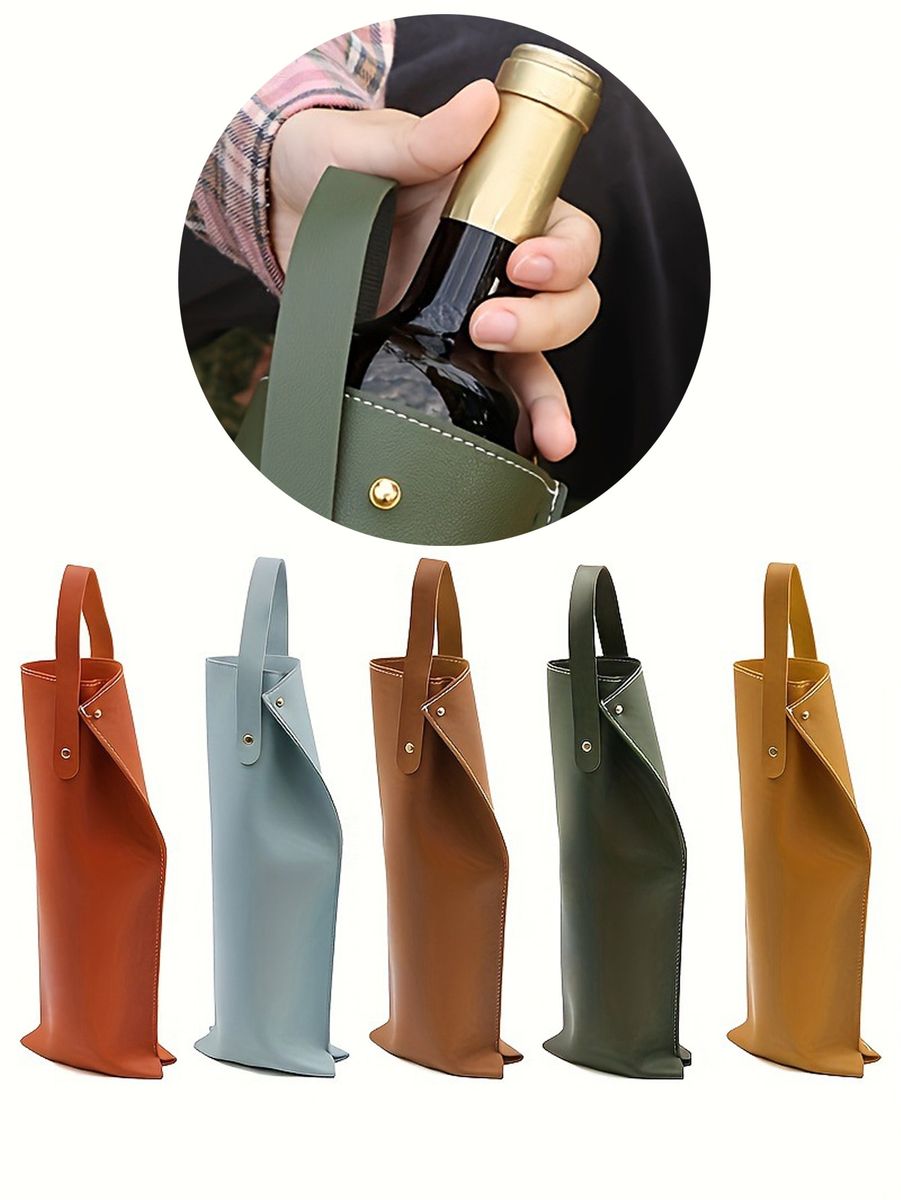 Portable Reusable Leather Wine Gift Carrier Tote Bag #Y1957