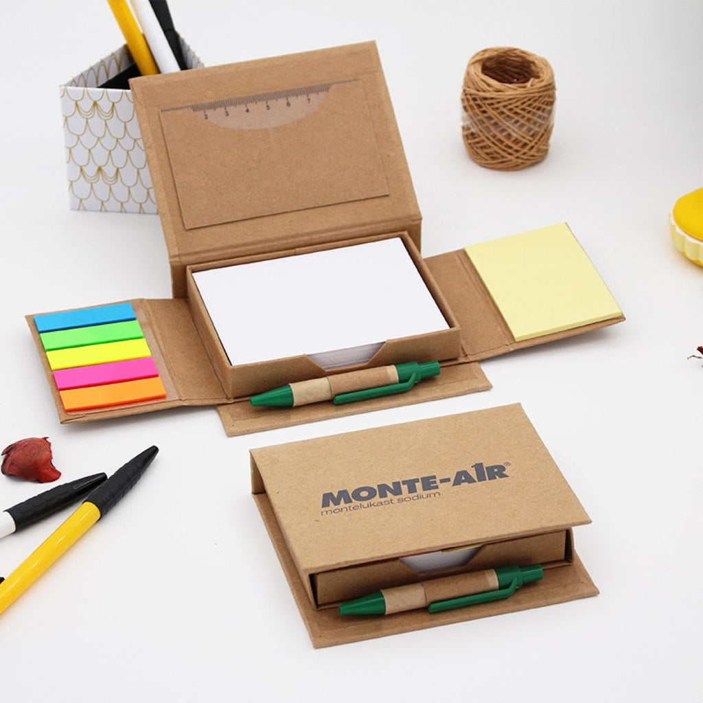 100 Pages Kraft Sticky Notes Portable Memo Pad with Pen #Y1837