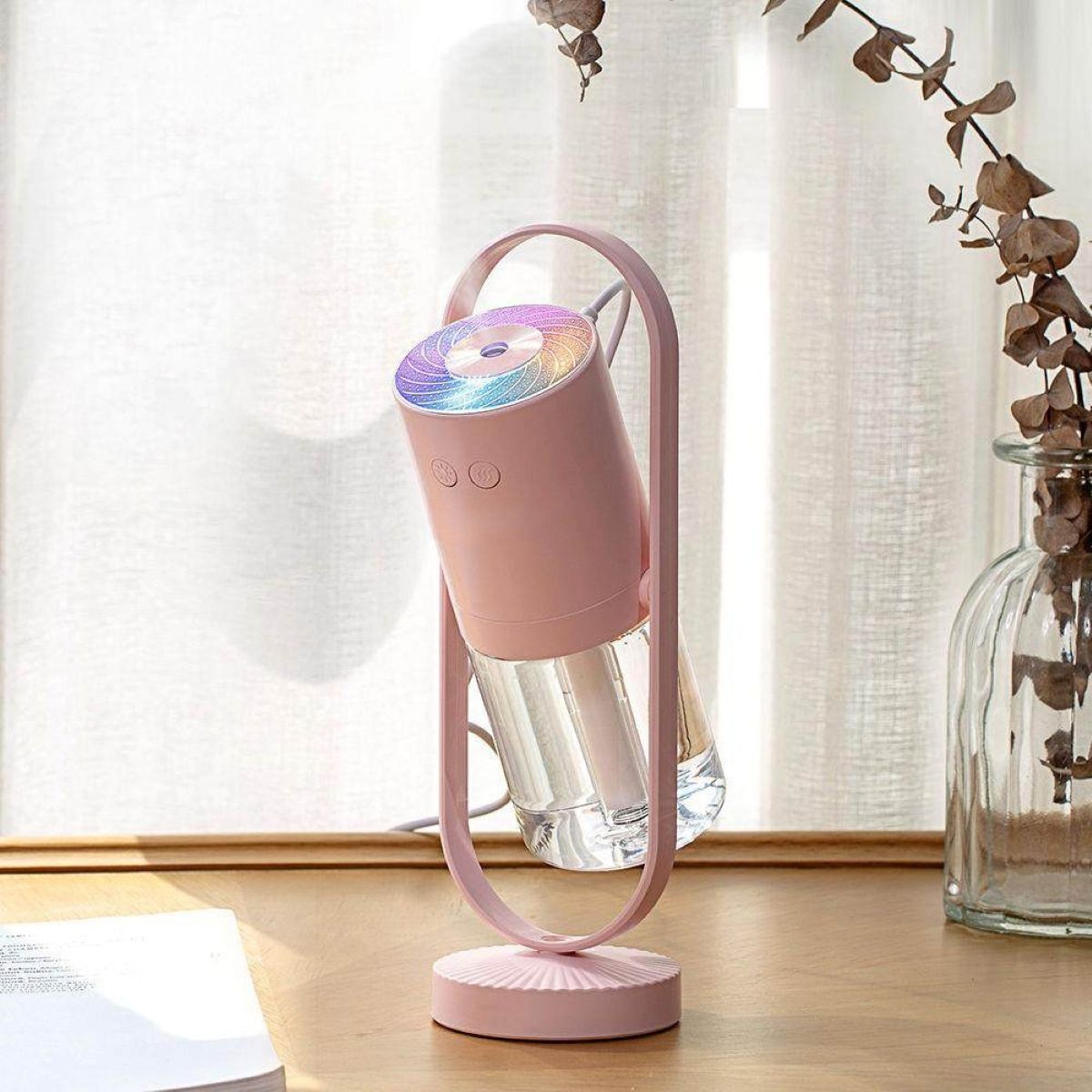 Colorful Night Light Projection Rotary Humidifier