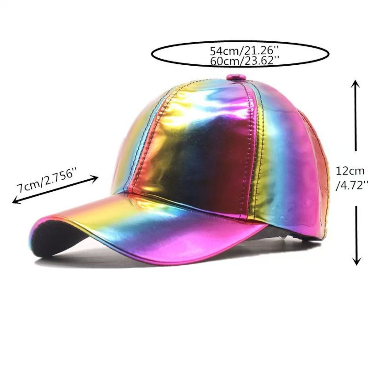 Shiny Metallic Pu Baseball Cap Holographic Hip Hop Hat