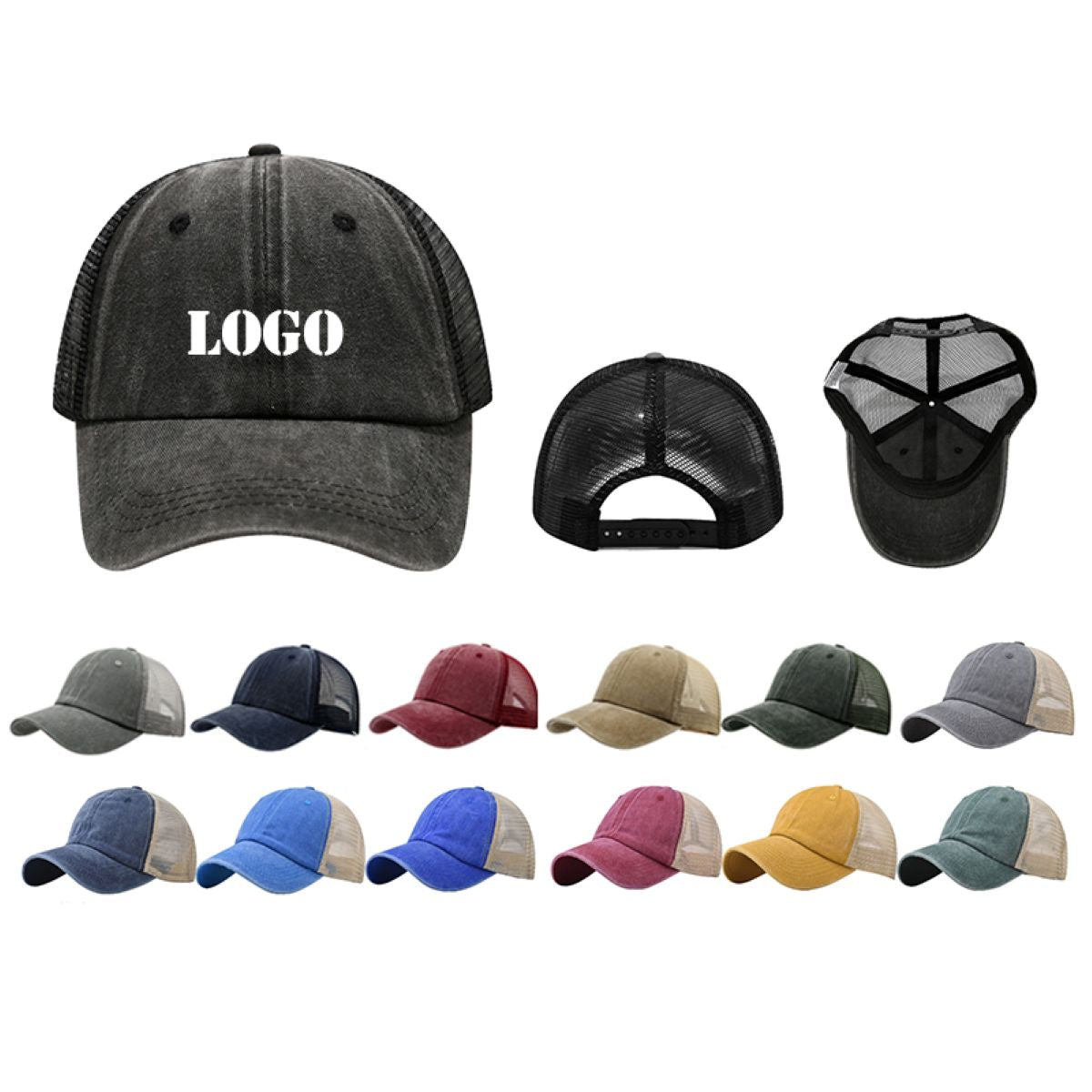 6-Panel Washed Cotton Trucker Cap #AND227