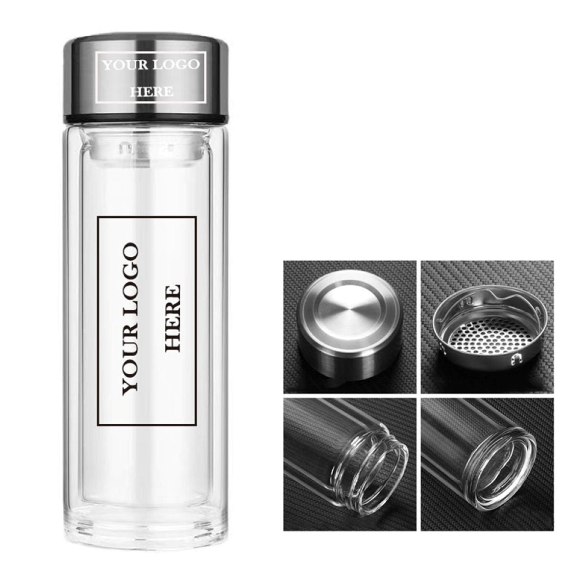 14oz Double-Wall Glass Water Bottle #MIC351