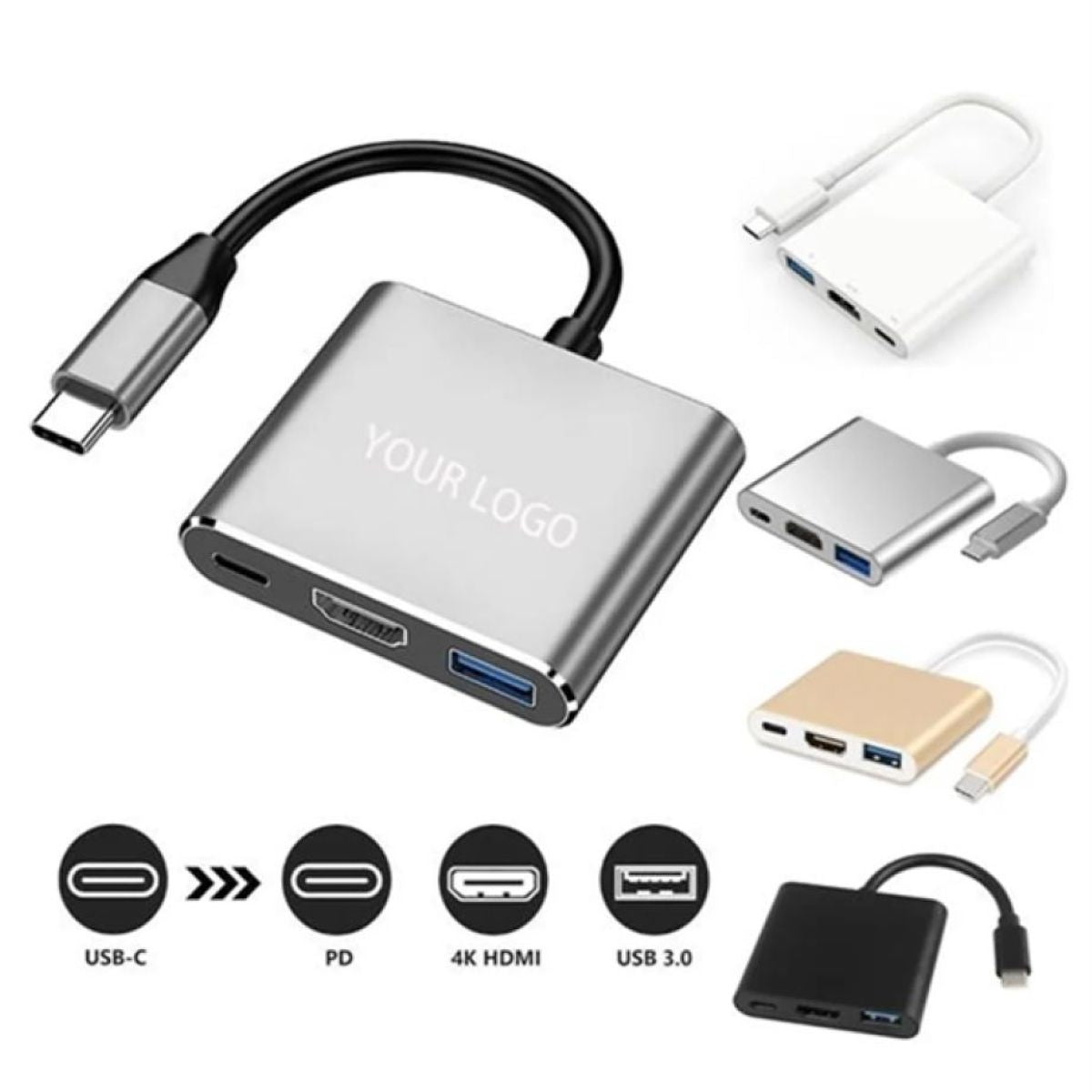 3 In 1 Laptop Docking Station Type C Adapter