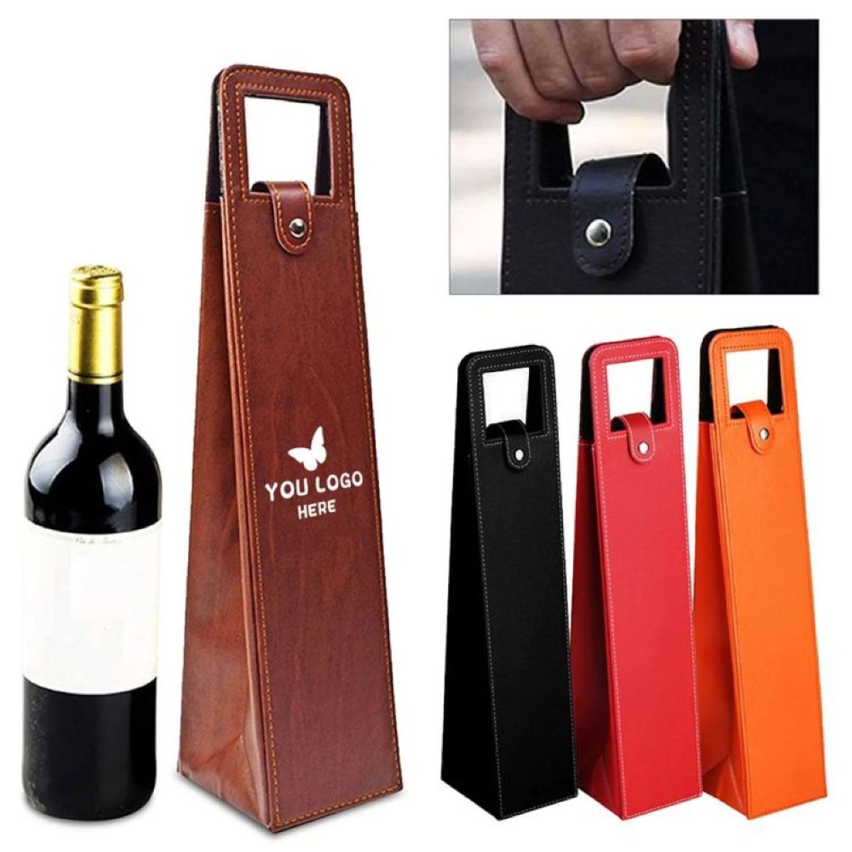 Premium Leather Single Bottle Wine Bag with Handle #CHAD199