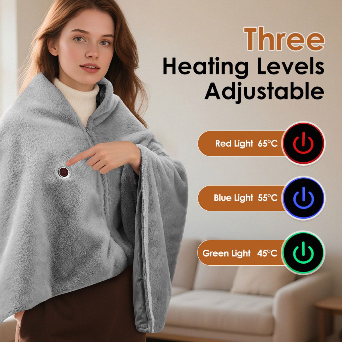Winter Padded Warm Electric Heating Shawl Blanket