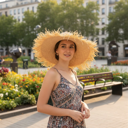 19 Artisanal Handcrafted Raffia Sun Hat W Wide Brim