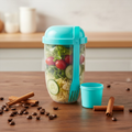 Salad Meal Shaker Cup With Fork And Dressing Holder Shaker Bottle