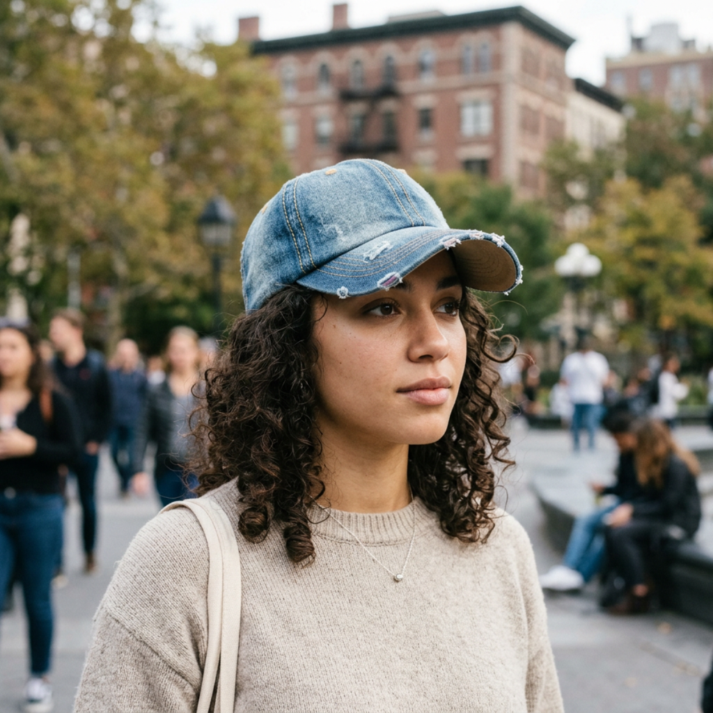 Distressed Washed Vintage Ballcap With Contrast Stitching