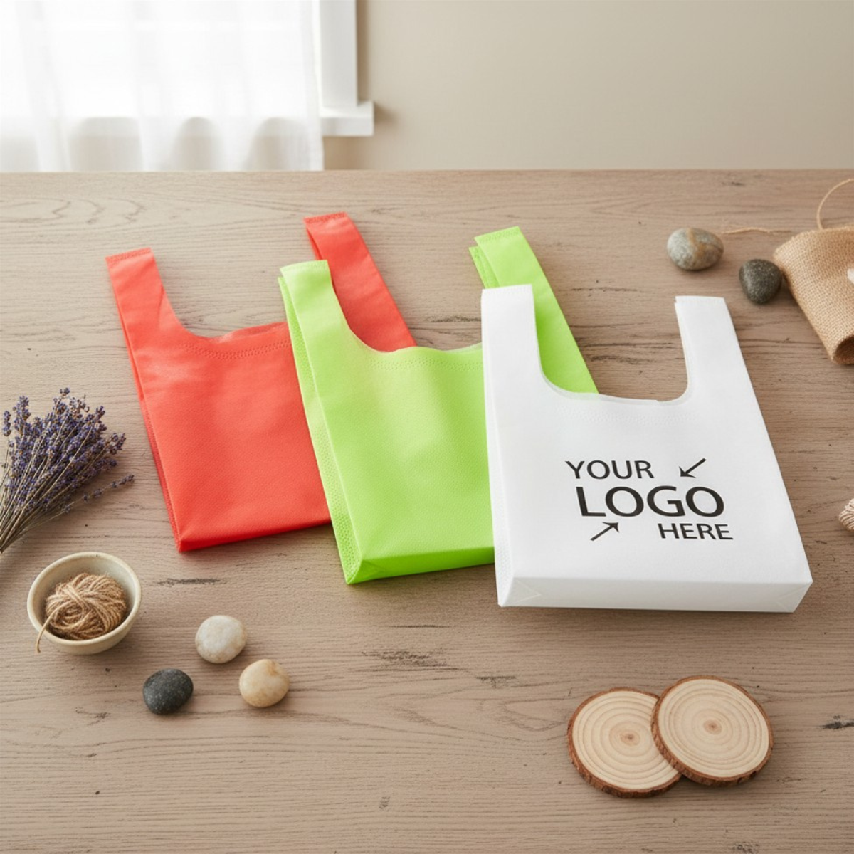Reusable Durable Non Woven Grocery T Shirt Shopping Bags
