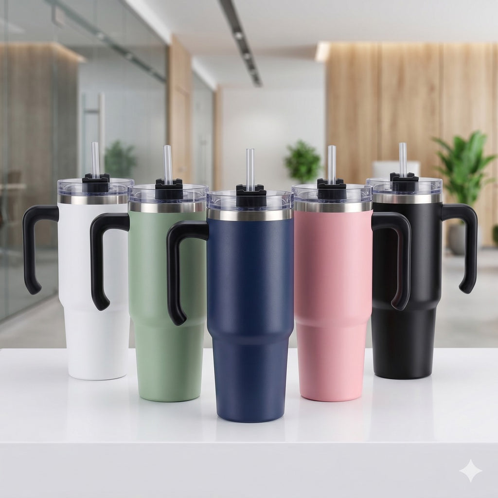 30oz Insulated Handle Tumbler with Straw Lid #AVE157