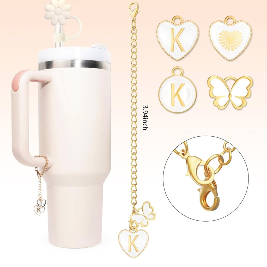 Tumbler Charm Chain with Butterfly & Initial Pendant #ME019