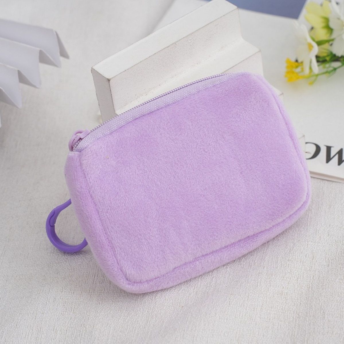 Plush Storage Pouch Velvet Earphone Keyring Bags