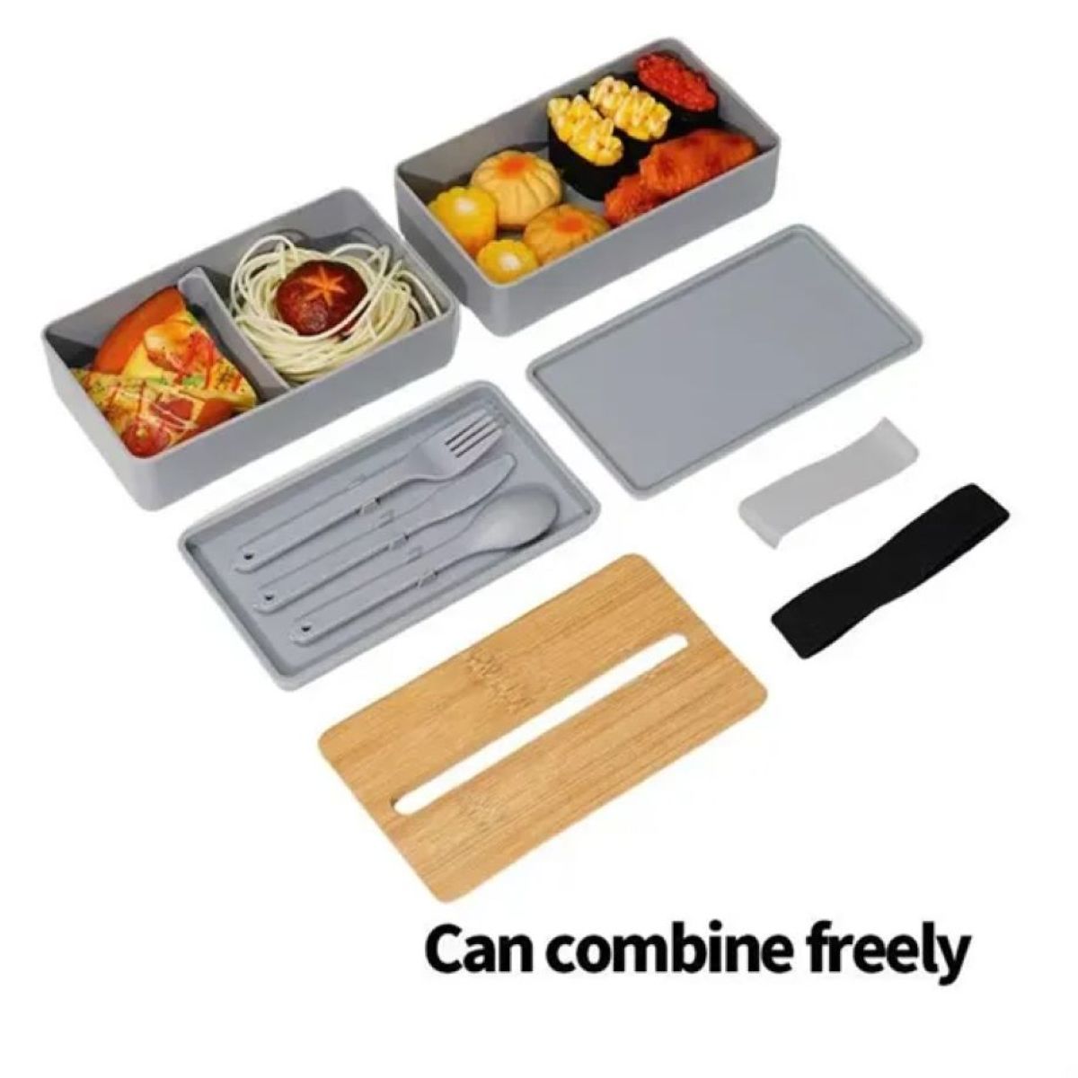 Stackable Bento Box with Phone Stand and Bamboo Lid #ENZO511