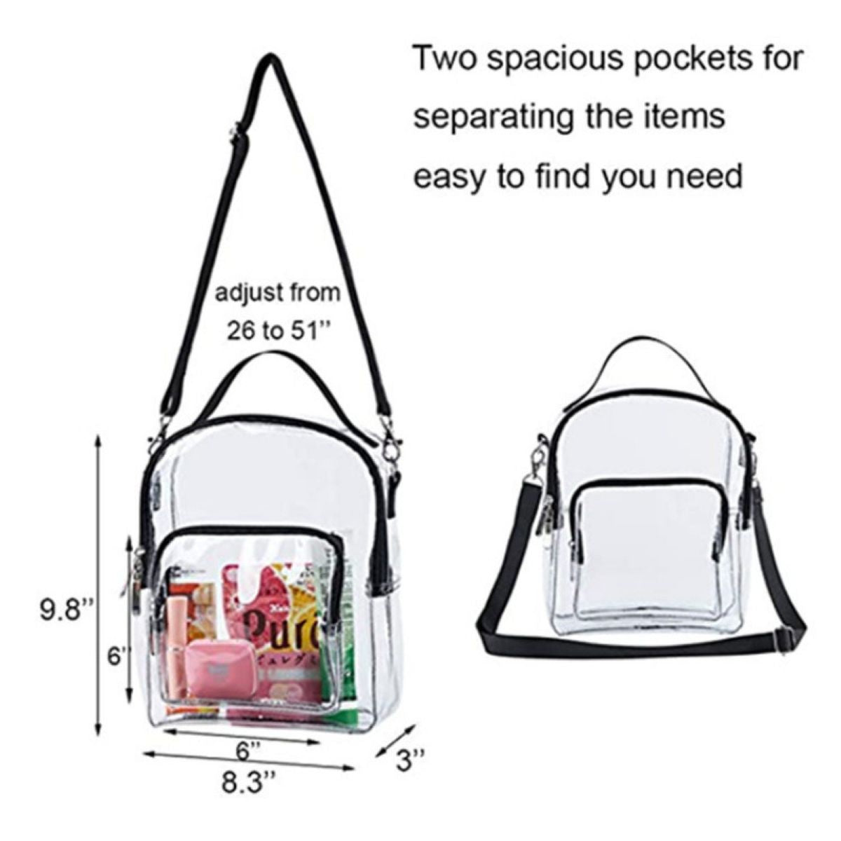 Transparent Top-Handle Crossbody Bag #Y1821