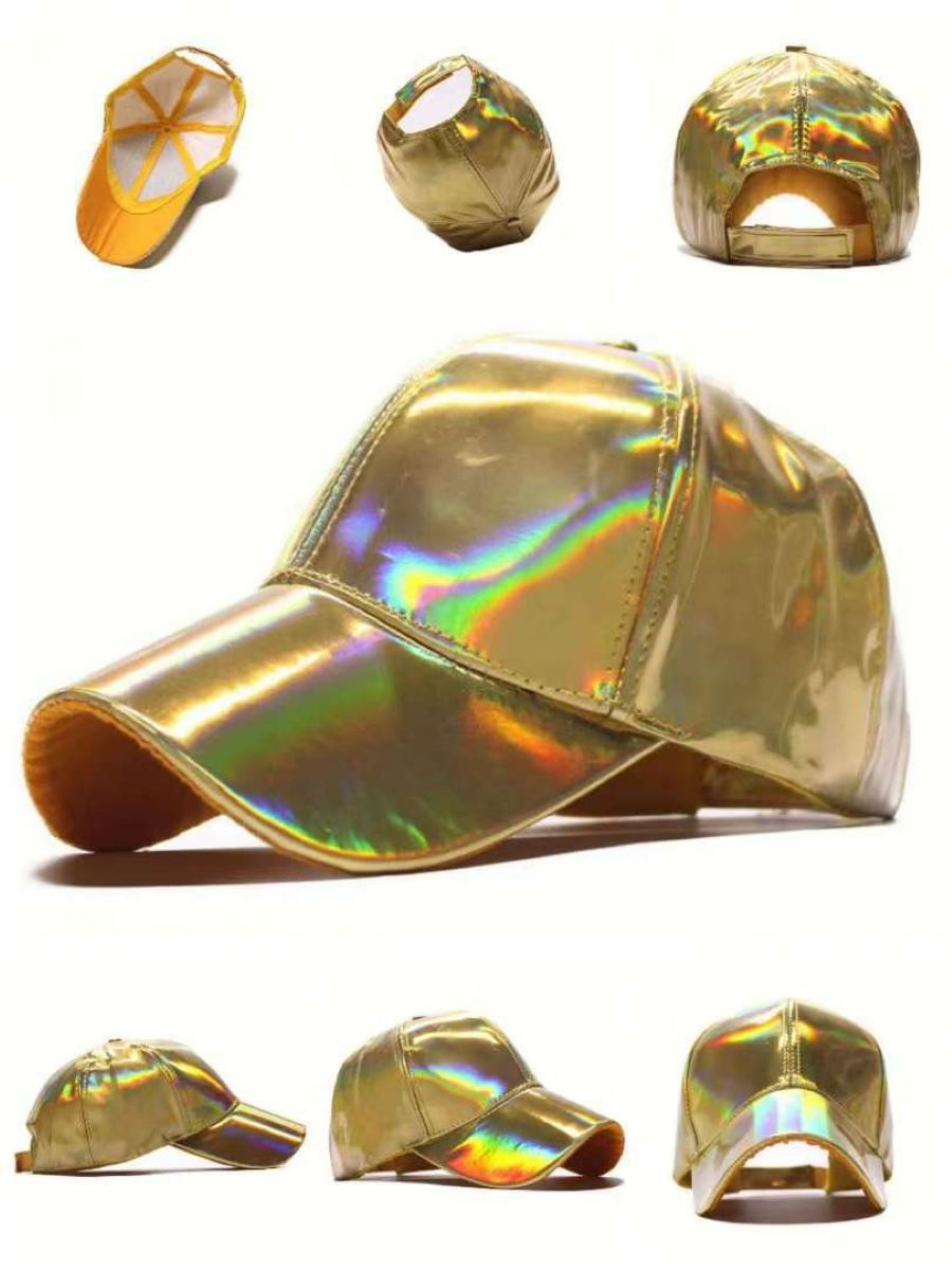 Shiny Metallic Pu Baseball Cap Holographic Hip Hop Hat