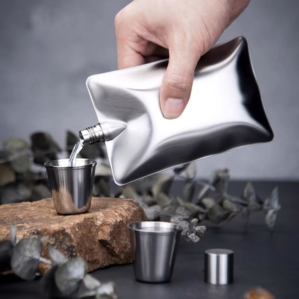 6.8oz Stainless Steel Flask Wave Design Pocket Size #Y1922