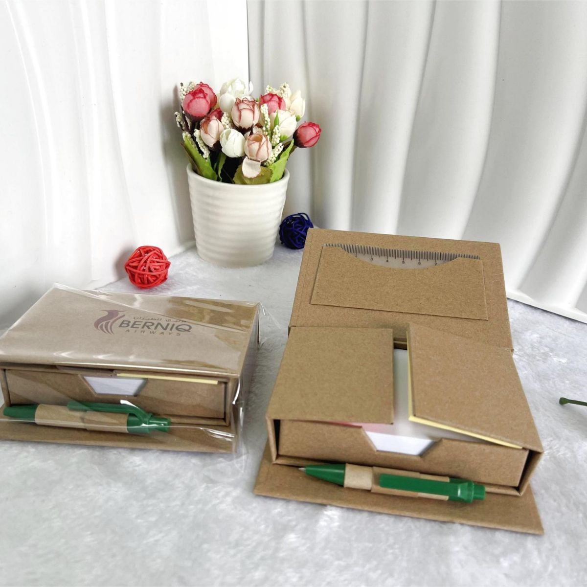 100 Pages Kraft Sticky Notes Portable Memo Pad with Pen #Y1837