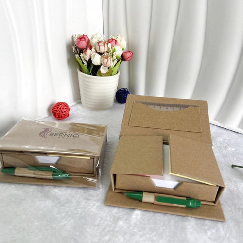 100 Pages Kraft Sticky Notes Portable Memo Pad with Pen #Y1837