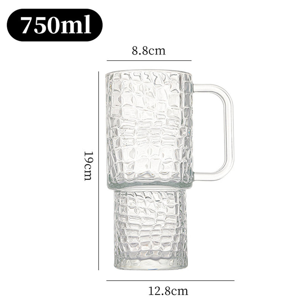 750ml Gemstone Texture Glass Mug with Handle #IVYF155