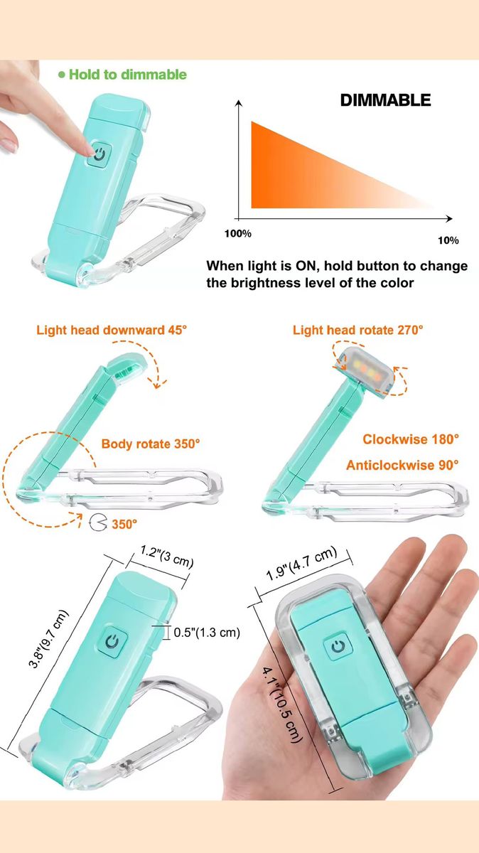 Led Mini Usb Charging Eye Protecting Folding Book Holder Lamp