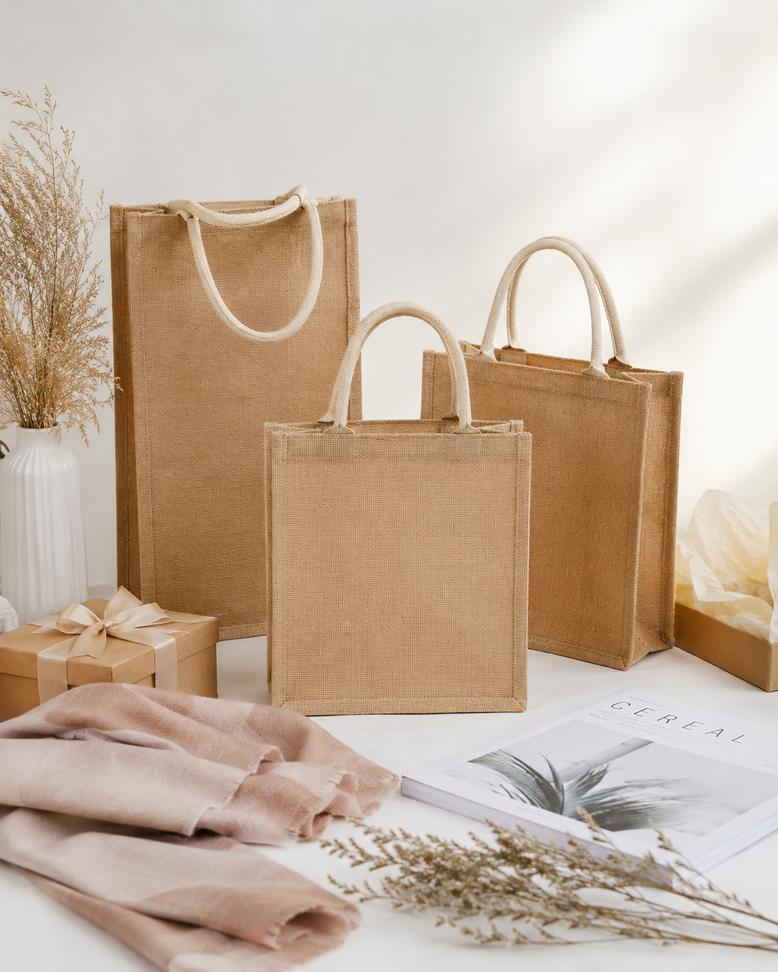 Natural Jute Tote with Rope Handle #U1027