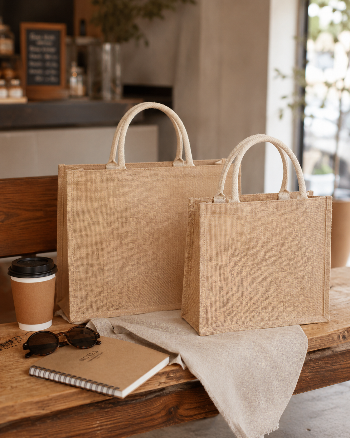 Natural Jute Tote with Rope Handle #U1027
