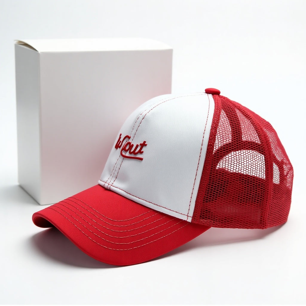 Two Tone Polyester Baseball Caps W Custom Logo Mesh Back