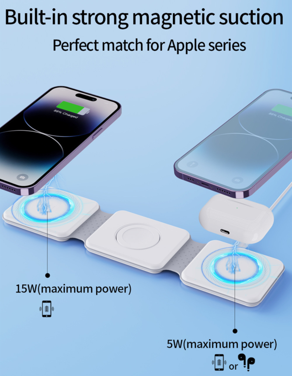 3 In 1 Foldable Magnetic Wireless Charger Dock