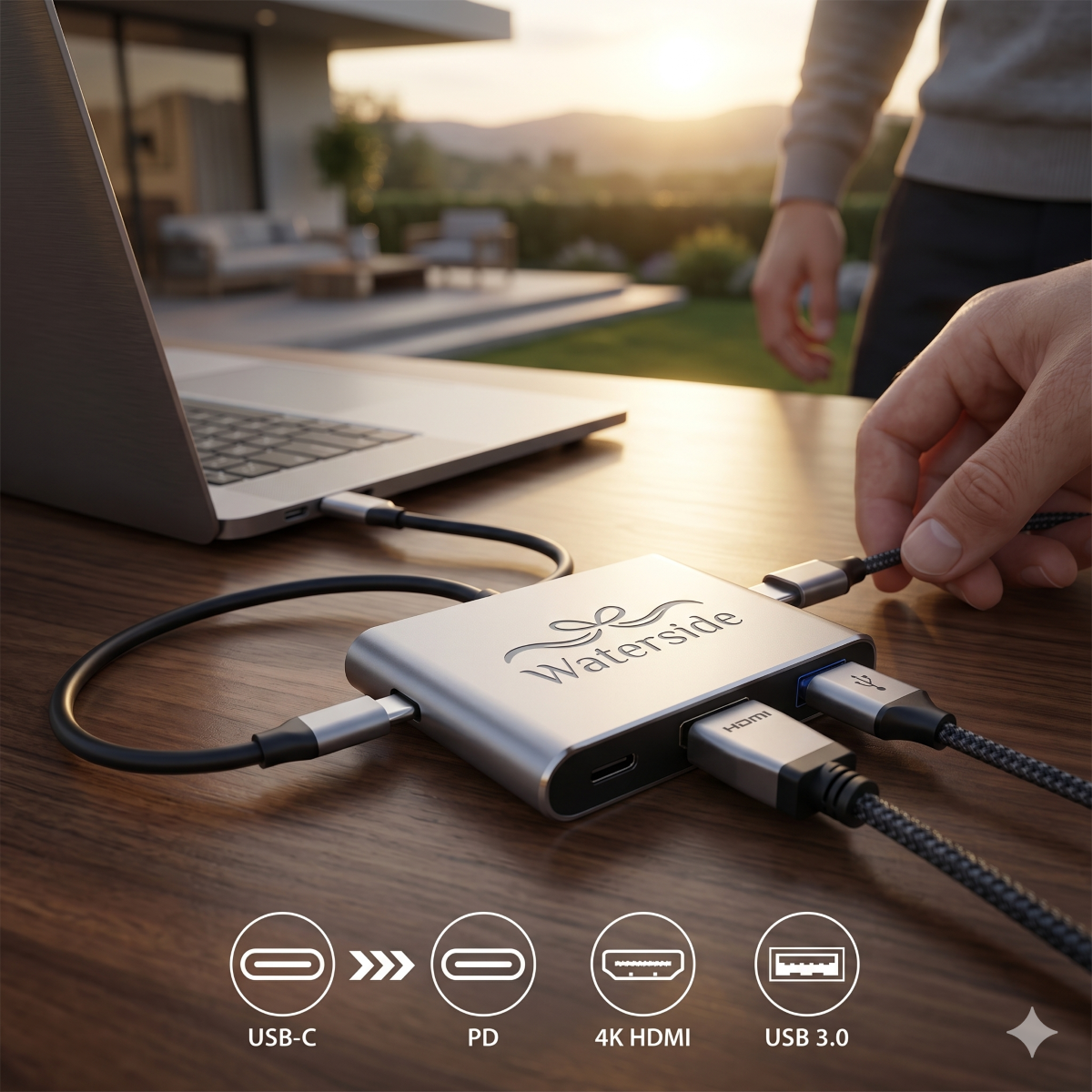 3 In 1 Laptop Docking Station Type C Adapter
