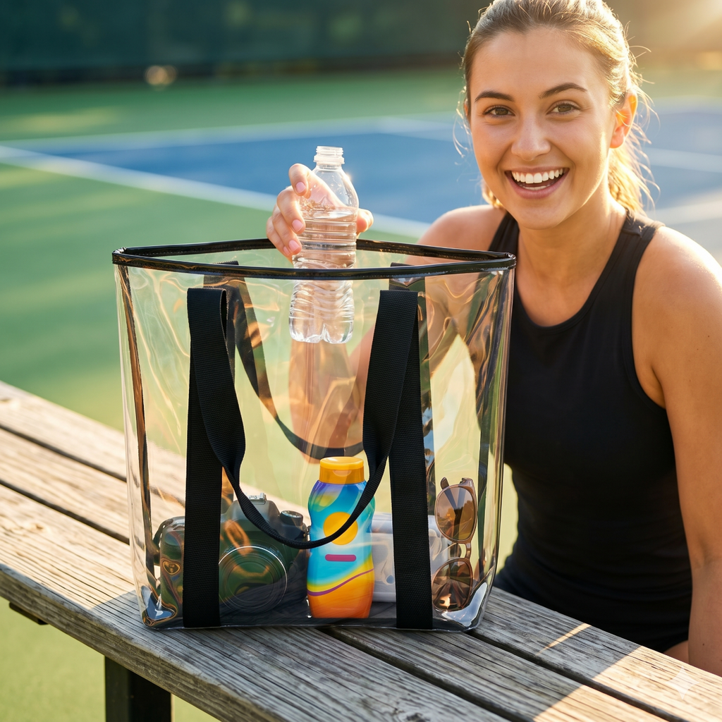 Pvc Clear Tote Bag With Zipper Closure