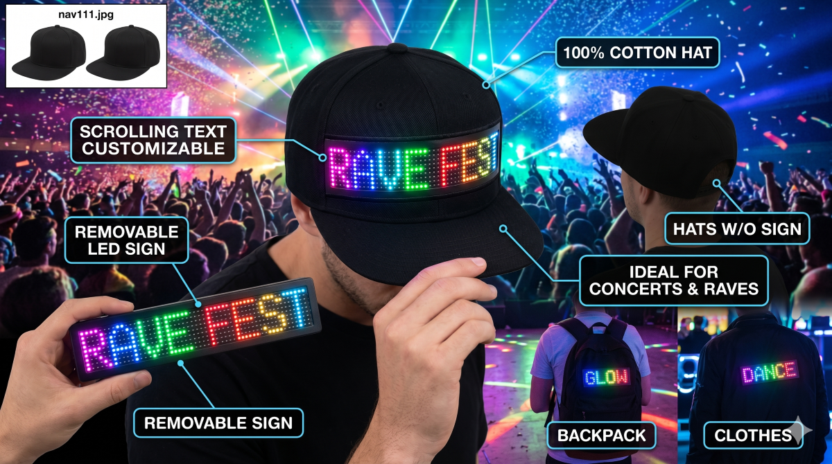 Animated Bluetooth Led Sign Hat Caps Hip Hop