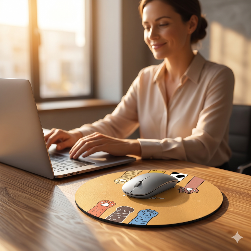 Smooth Tracking Pu Round Mouse Pad