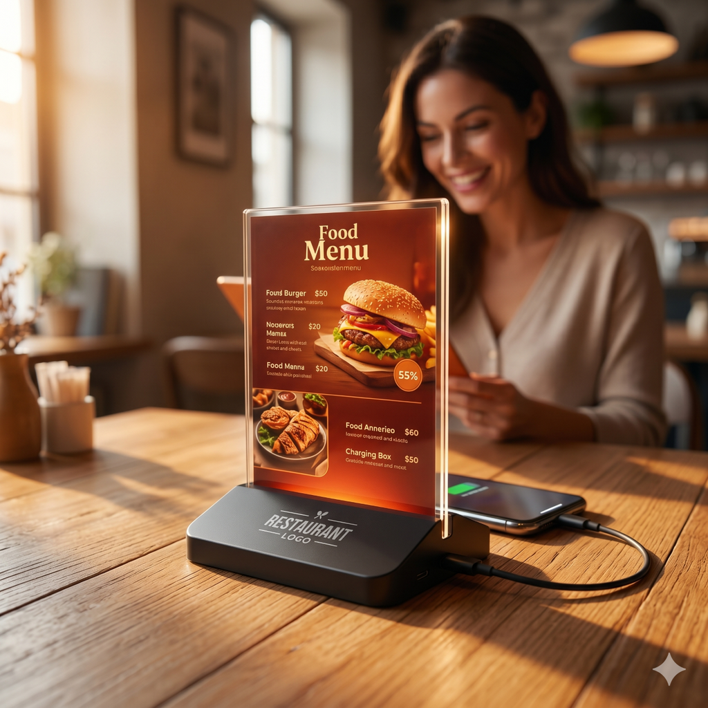 Restaurant Power Bank With Acrylic Menu