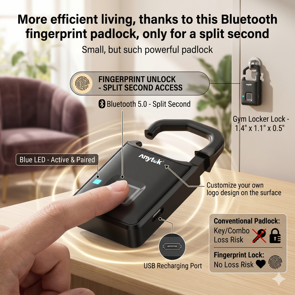 Fingerprint Padlock Smart Keyless Bluetooth Lock