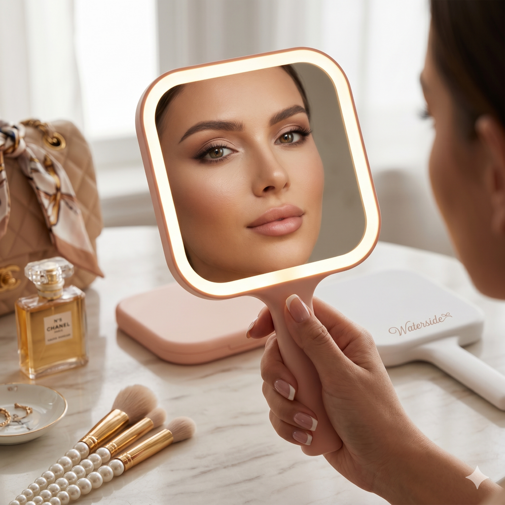 Rechargeable Lighted Handheld Mirror Dimmable Led