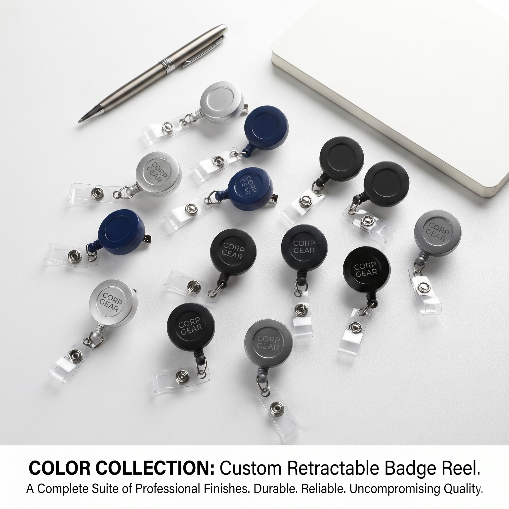 Retractable Badge Reel Id Badge Holder With 360 Swivel Alligator Clip