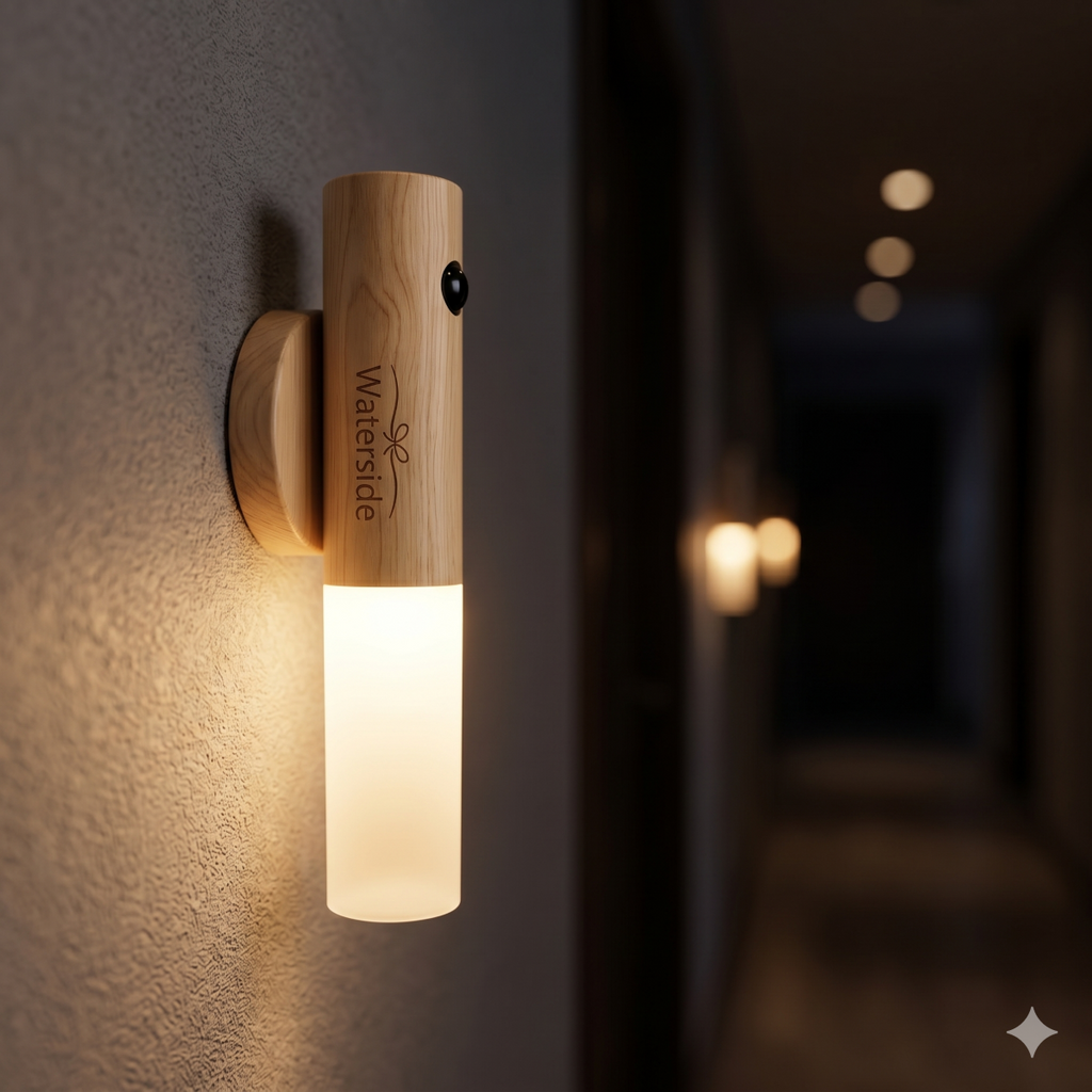 Rechargeable Motion Sensor Led Wooden Wall Light