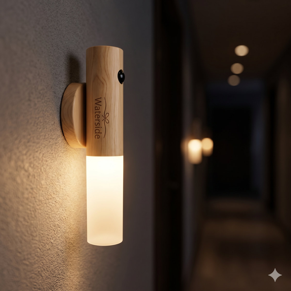 Rechargeable Motion Sensor Led Wooden Wall Light