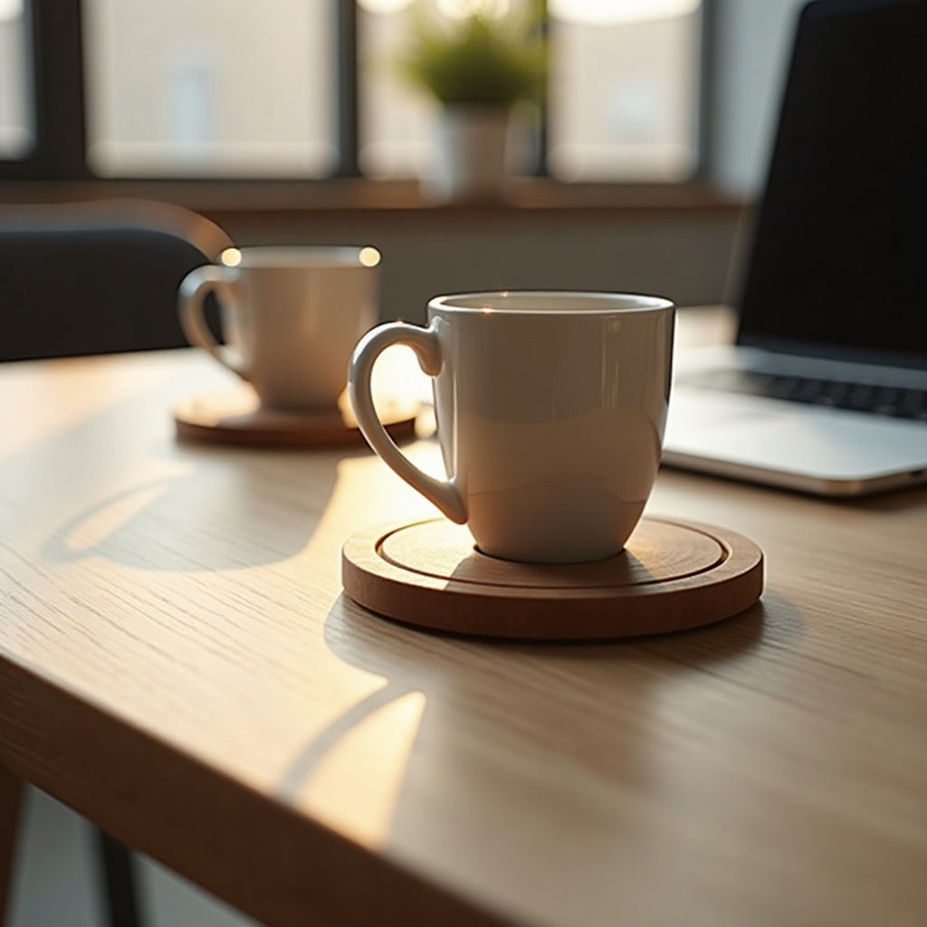 Wood Heat Resistant Round Coaster Coffee Mat Set