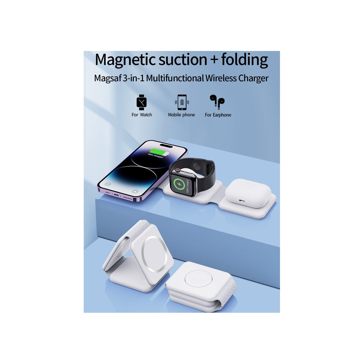 3 In 1 Foldable Magnetic Wireless Charger Dock